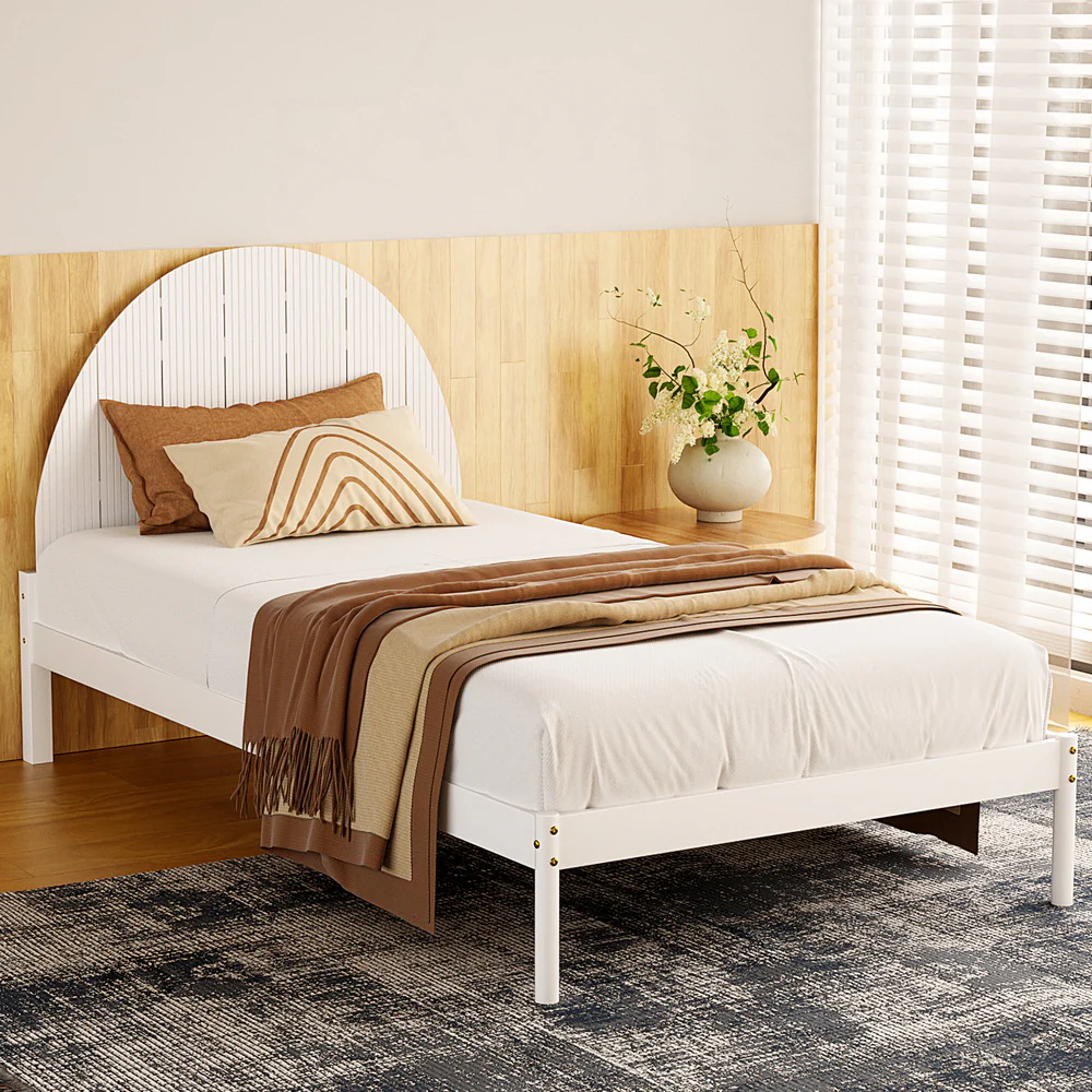Danice Bed Frame Wooden - White King Single - Nurns