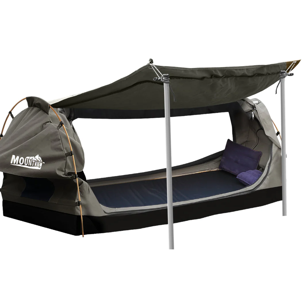Mountview Double Swag Camping Swags Canvas Dome Tent Free Standing Grey - Nurns