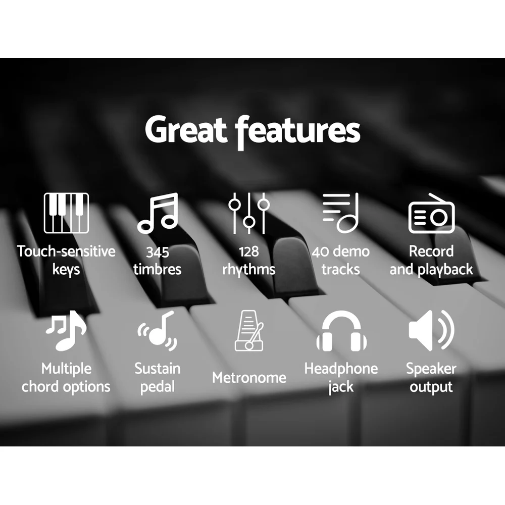 Alpha 61 Keys Electronic Piano Keyboard Digital Electric Classical Stand w/ Stool - Nurns