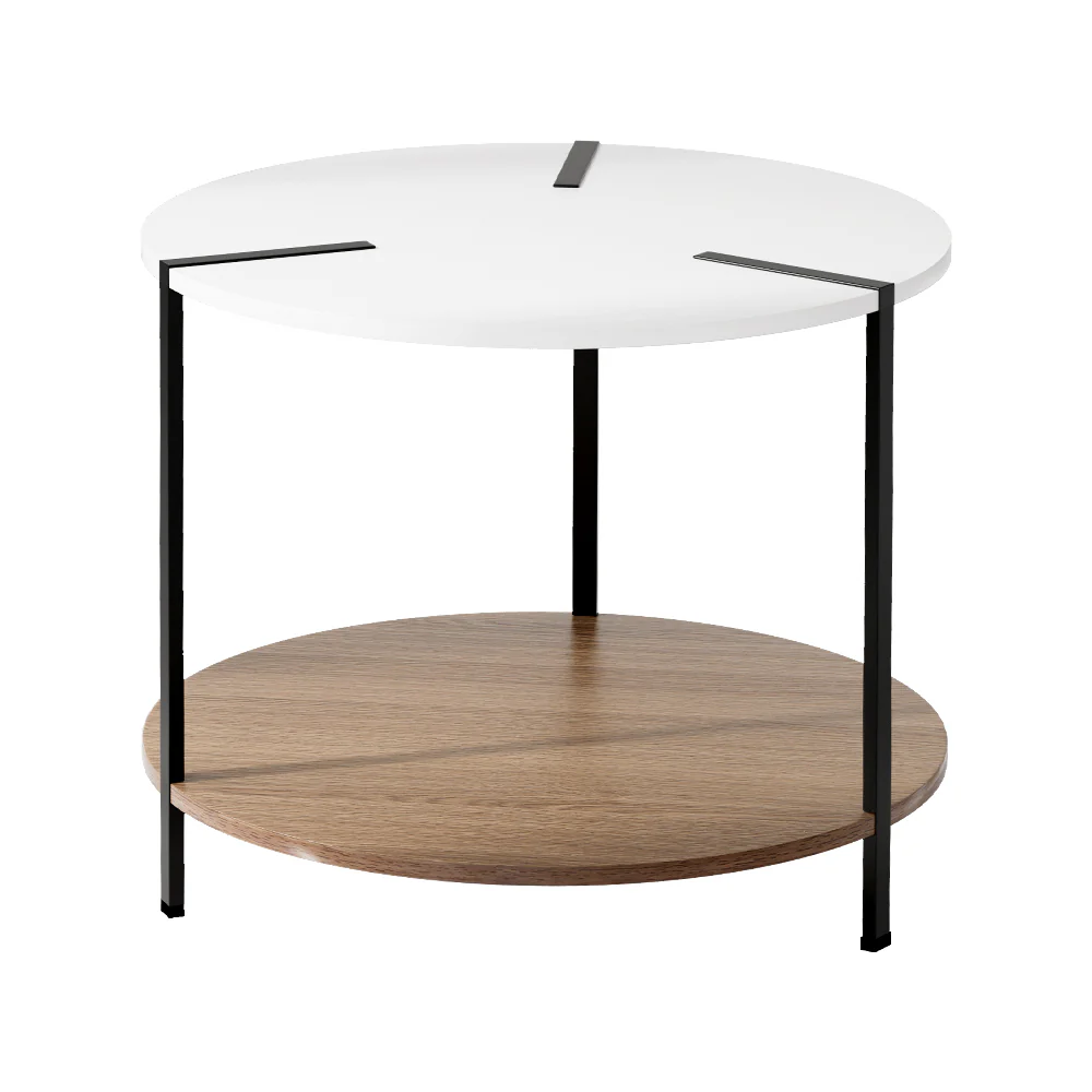 Irida Side End Table Round - White & Wood - Nurns