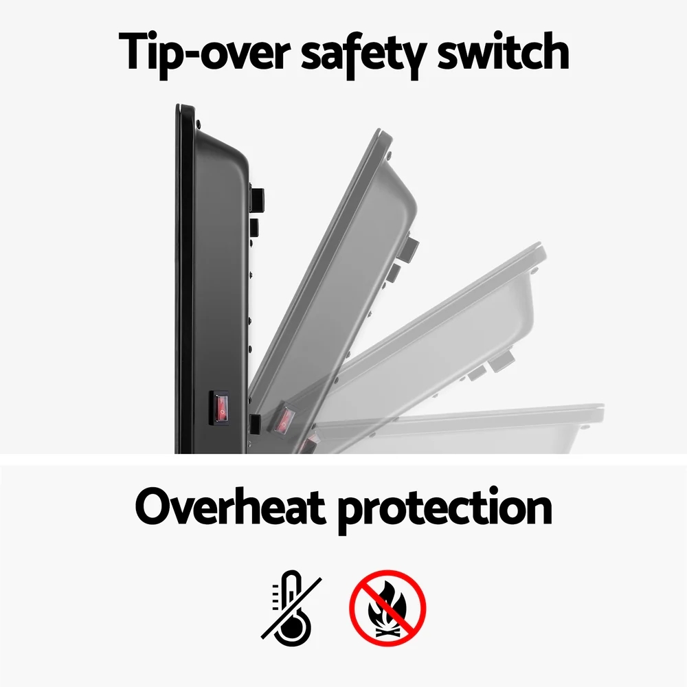 Electric Convection Heater Black 2000W - Nurns