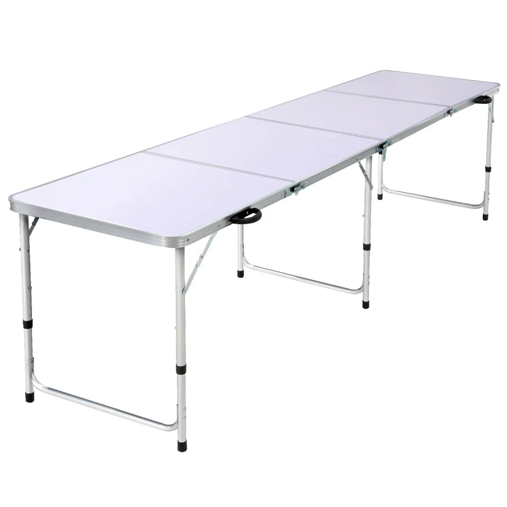 Folding Camping Table 240cm Portable Outdoor Picnic BBQ Aluminium Desk - Nurns