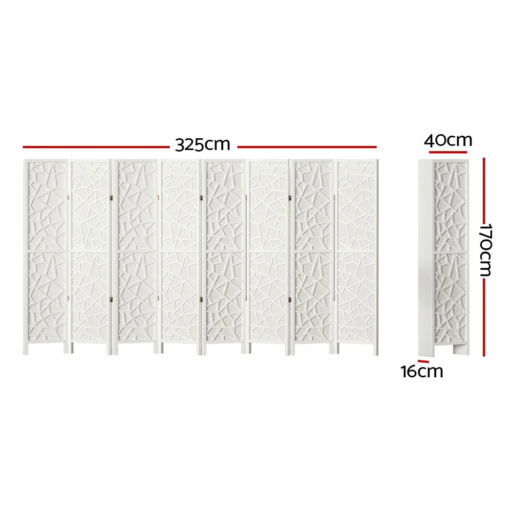 8 Panel Room Divider Screen 325x170cm - White - Nurns