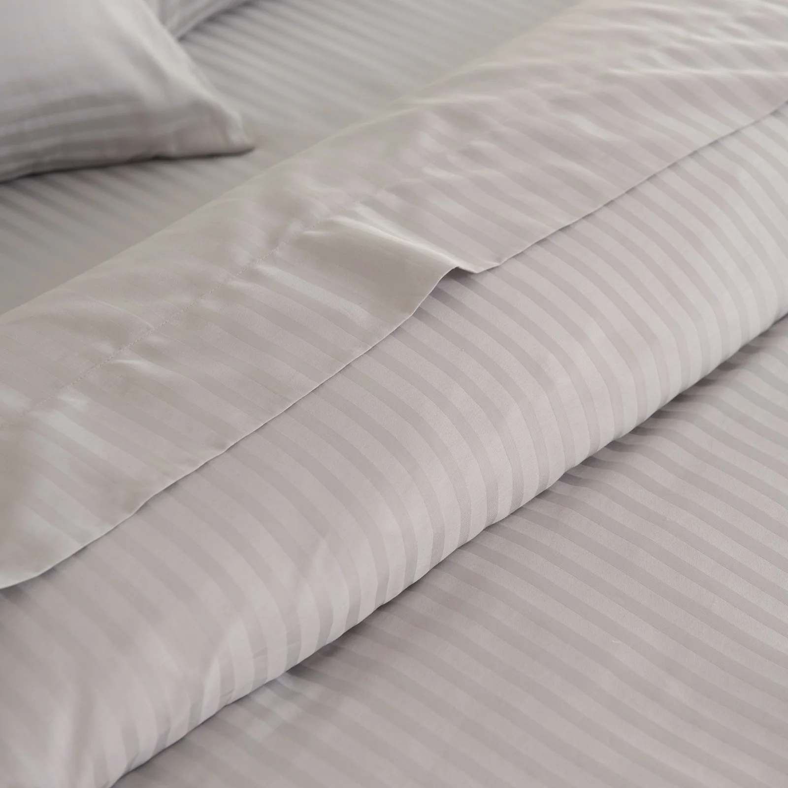 Double Kensington 1200TC Cotton Sheet Set Stripe - Silver Grey - Nurns