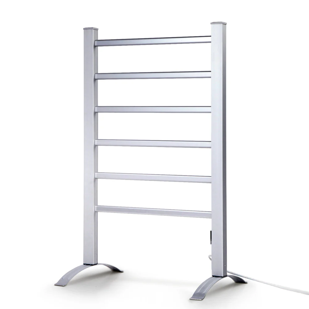 Electric Heated Towel Rail Rack 6 Bars with Timer Clothes Dry Warmer - Nurns