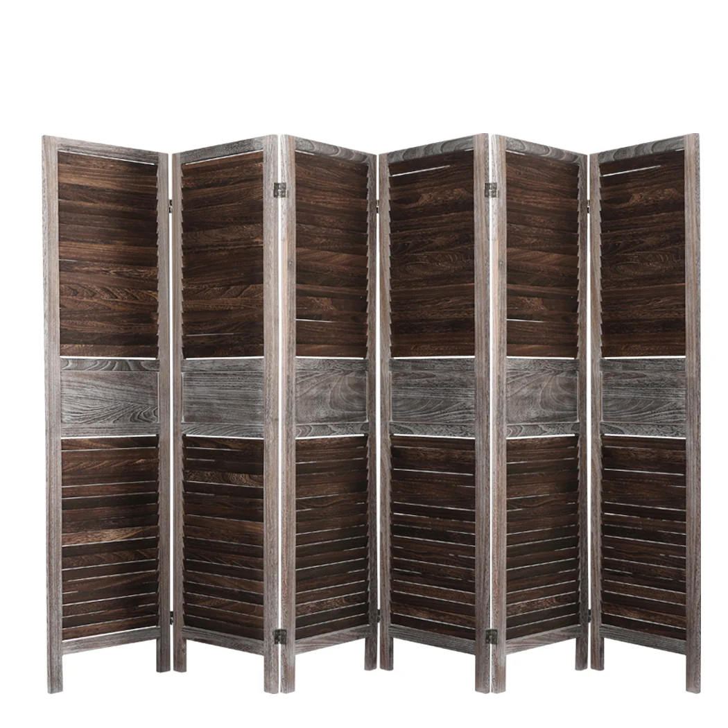 Room Divider 6 Panel Folding - Brown - Nurns