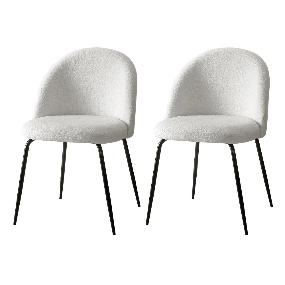 Addison Set of 2 Dining Chairs Sherpa Boucle - White - Nurns