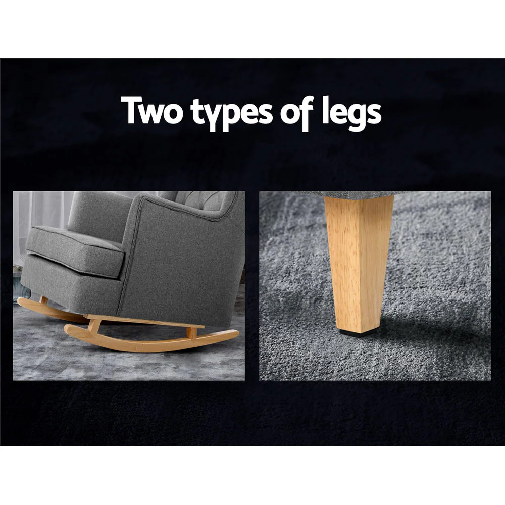 Astraea Rocking Armchair Fabric Chair Lounge Recliner - Grey - Nurns