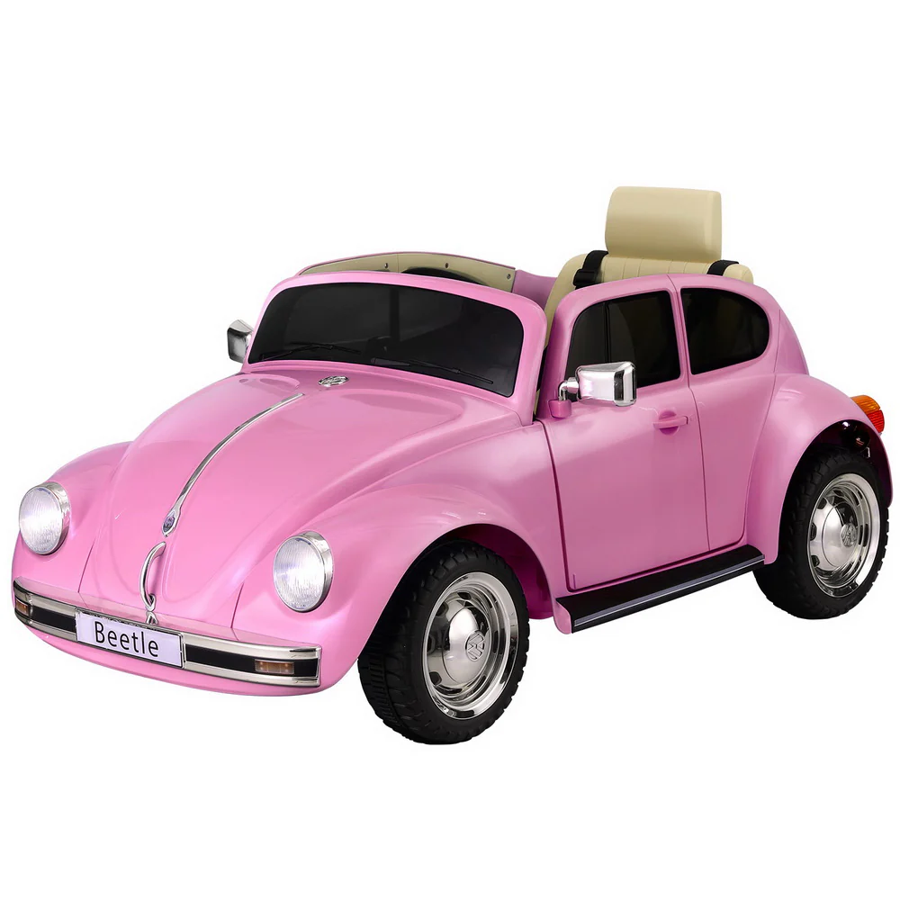Kids Ride On Car Licensed Volkswagen Beetle Electric Toys Horn Remote 6V - Pink - Nurns