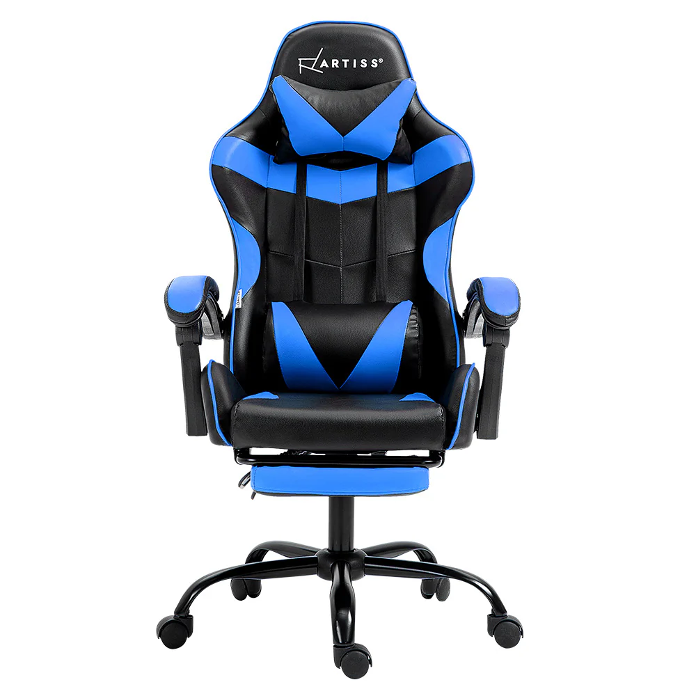 Artiss Gaming Office Chair Recliner Footrest Blue - Nurns