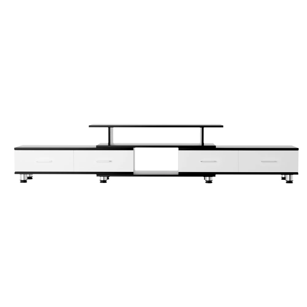 Olia 160cm to 220cm TV Cabinet Entertainment Unit Extendable - Black & White - Nurns