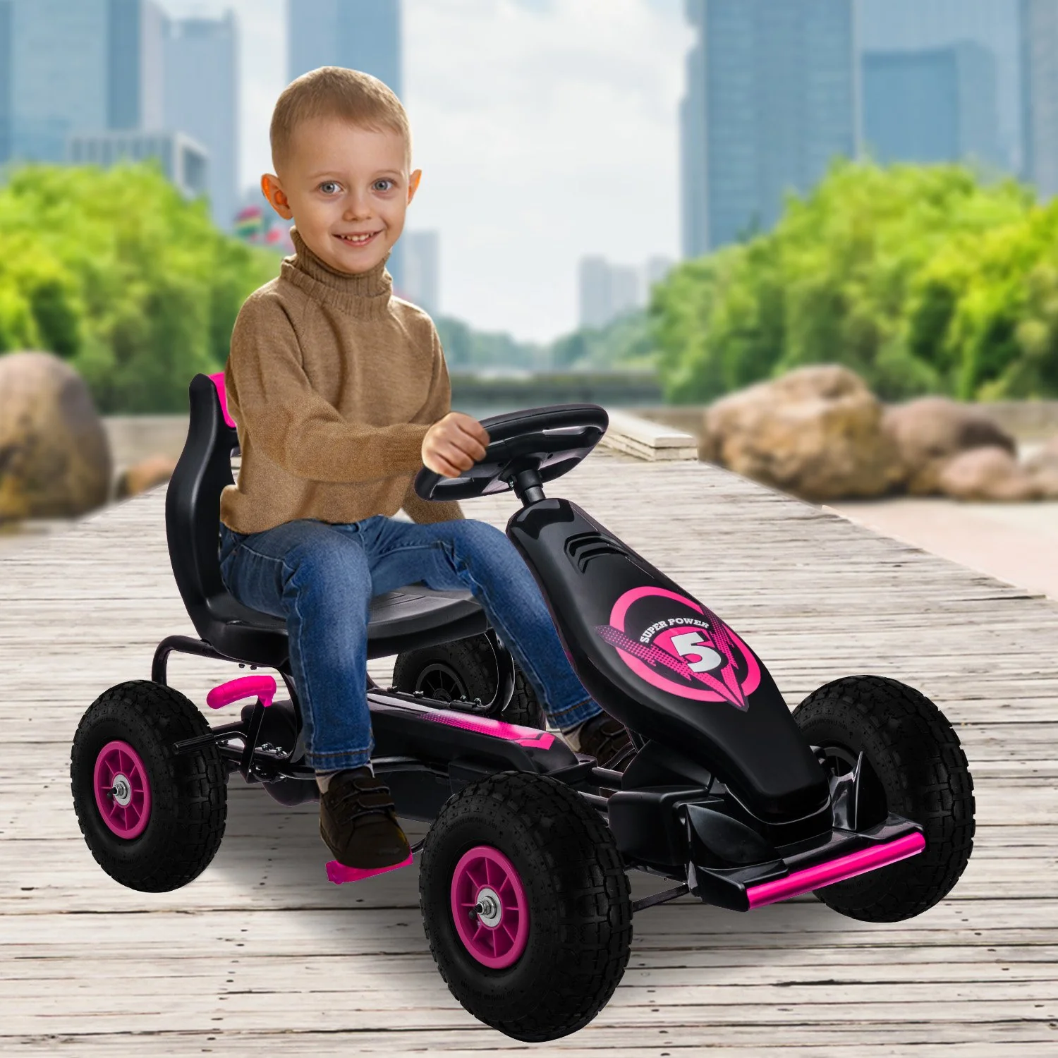 G18 Kids Ride On Pedal Go Kart - Rose Pink - Nurns