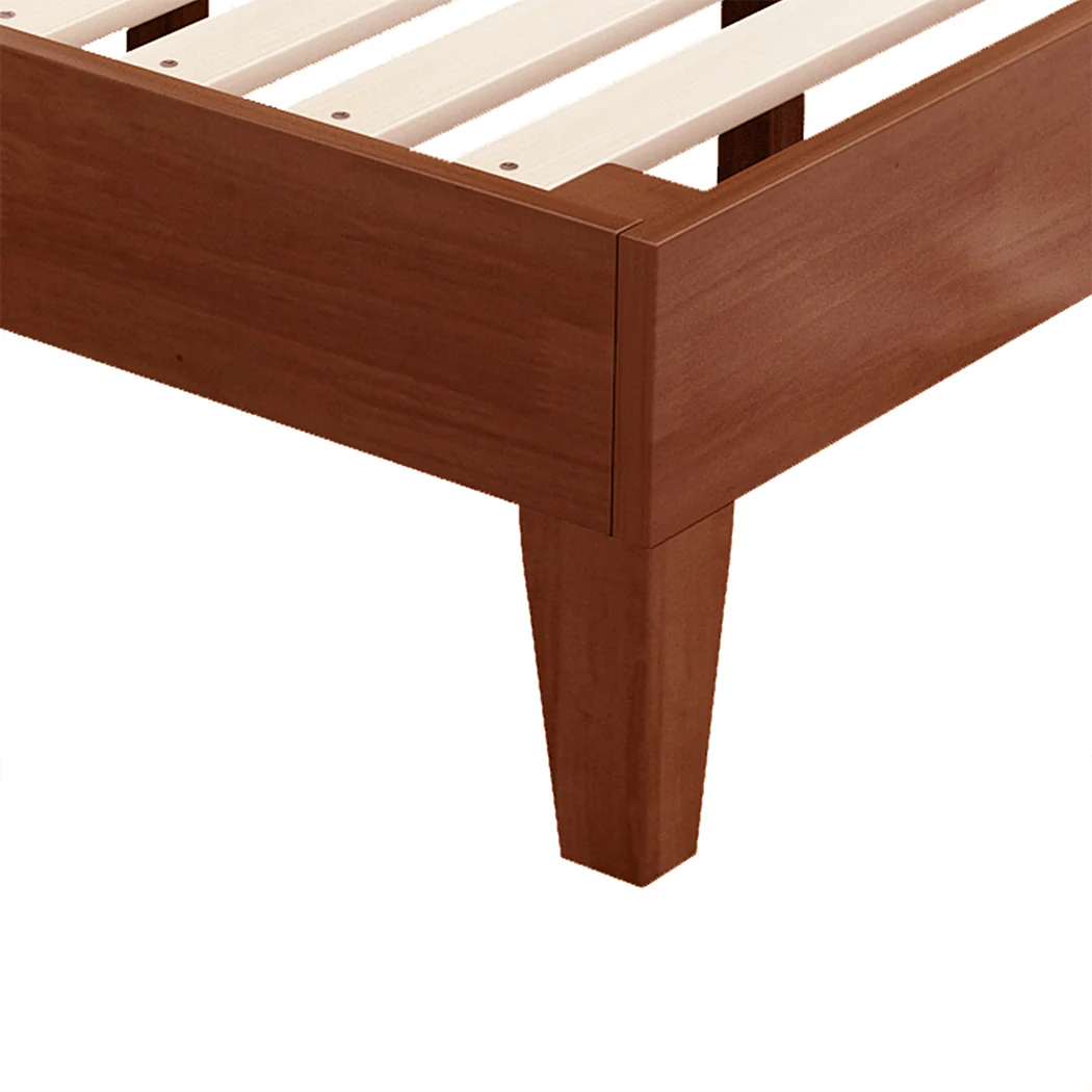 Naomi Rubberwood Bed Frame - Walnut Double - Nurns