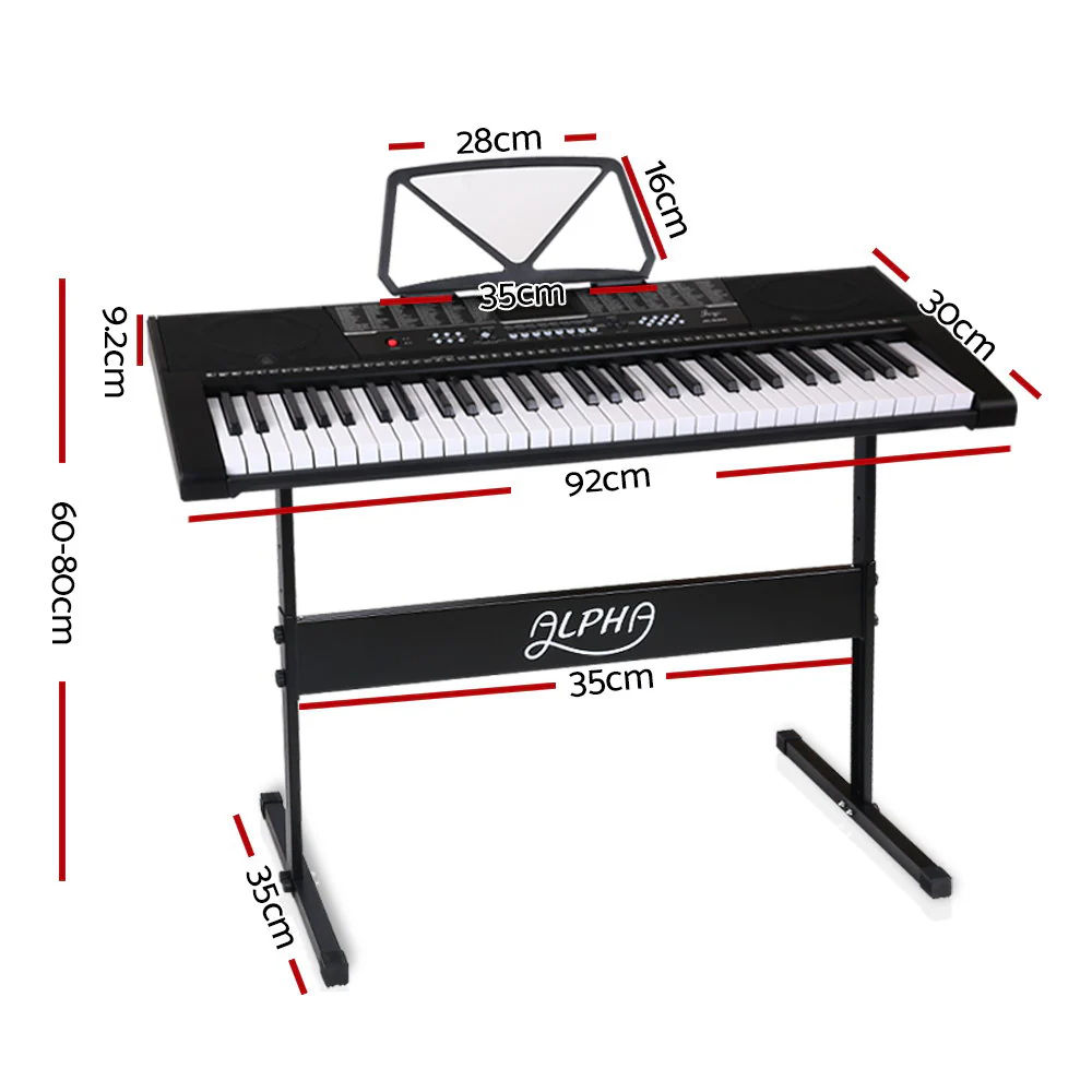 Alpha 61 Keys Electronic Piano Keyboard Digital Electric w/ Stand Sound Speaker - Nurns