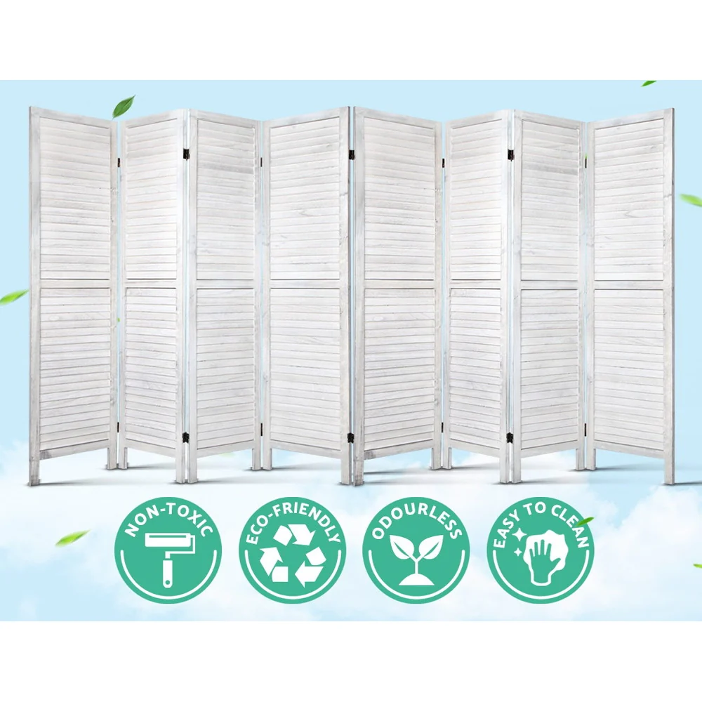 8 Panel Room Divider Screen 326x170cm - White - Nurns