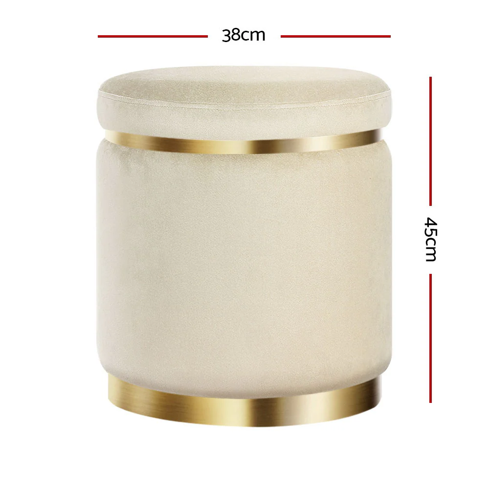 Round Velvet Foot Stool Ottoman Foot Rest Pouffe Padded Seat Footstool - Nurns