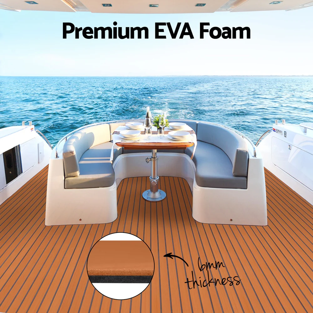 Foam Boat Flooring Mat Decking Sheet 240x90x0.6cm Dark Brown - Nurns