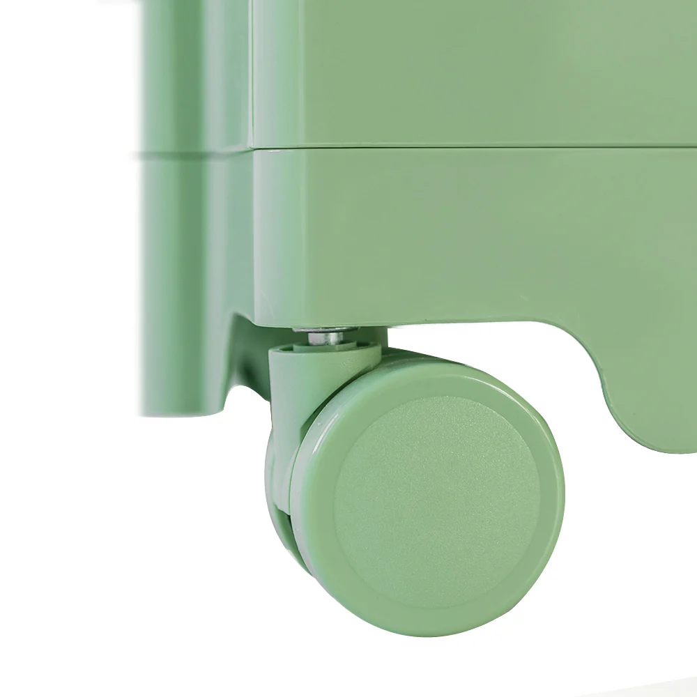 Vernon PP Plastic Bedside Tables Side Tables Nightstand Organizer Replica Boby Trolley 3 Tier with 2 Drawers - Green - Nurns