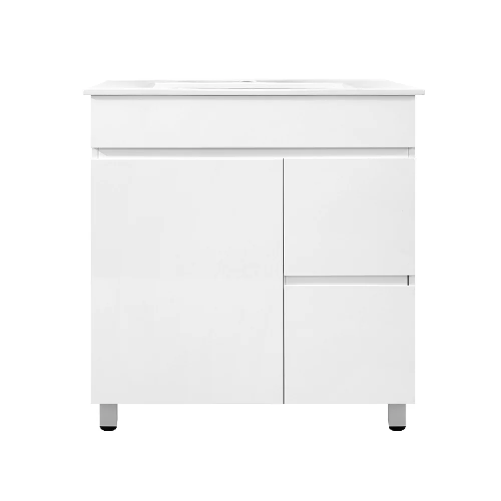 750mm Bathroom Vanity Cabinet Unit Wash Basin Sink Storage Freestanding White - Nurns