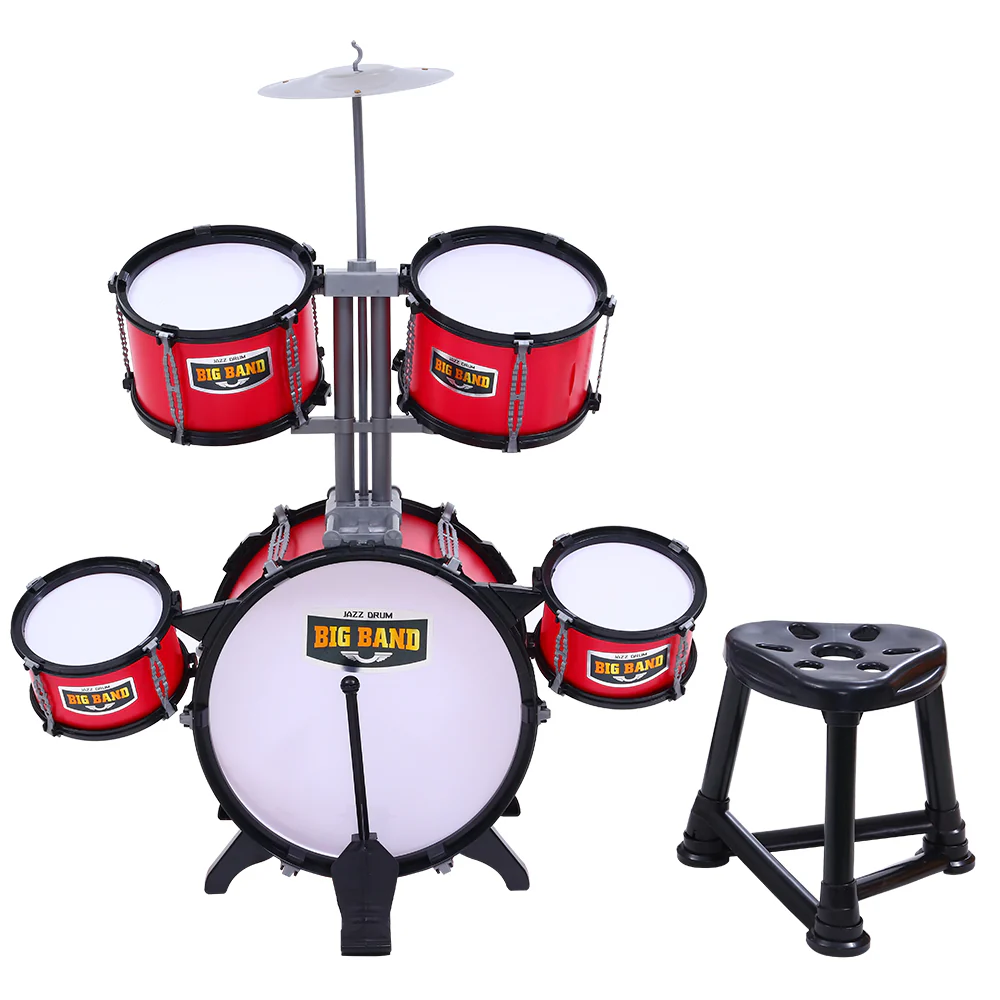 Kids 7 Drum Set Junior Drums Kit Musical Play Toys Children's Mini Big Band - Nurns