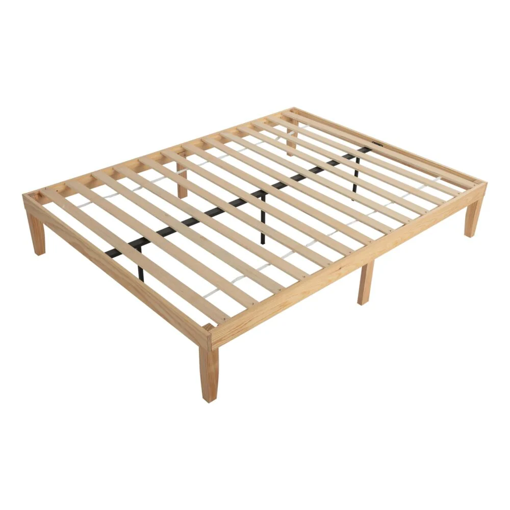 Lorelei Warm Wooden Natural Bed Base Frame - Wood Queen - Nurns