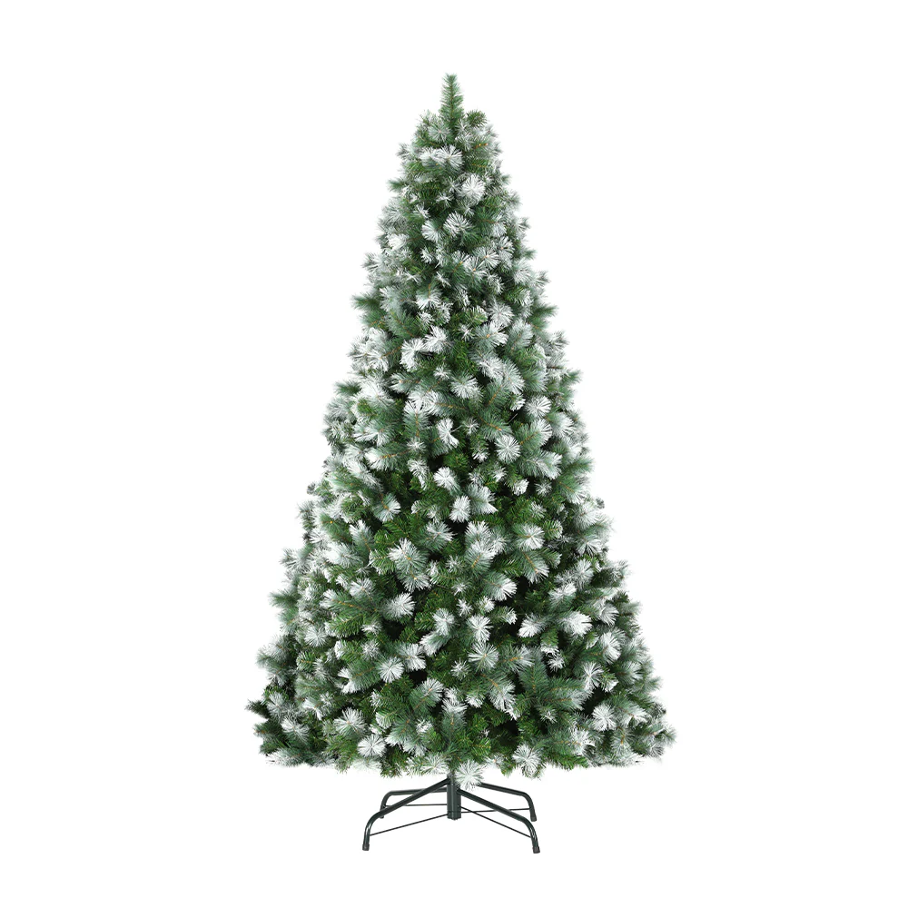 9ft 2.7m 1765 Tips Christmas Tree with Pine Needle Snowy Xmas Tree Green - Nurns