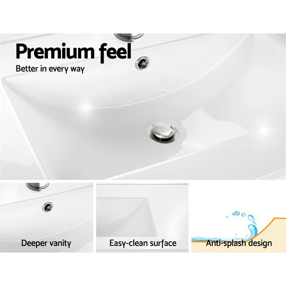 750mm Bathroom Vanity Cabinet Unit Wash Basin Sink Storage Freestanding White - Nurns
