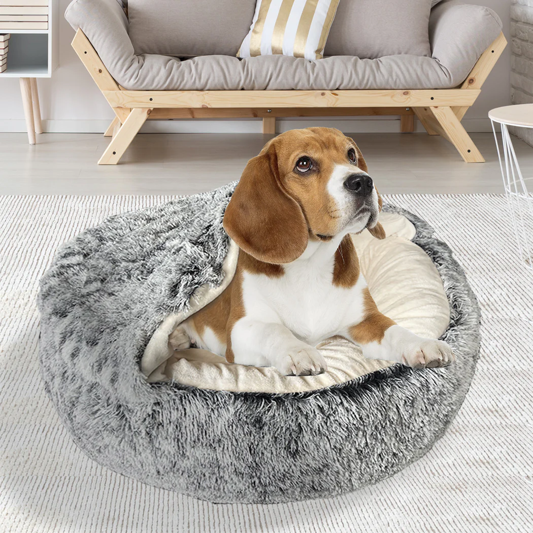 MEDIUM Dog Beds Pet Calming Warm Soft Plush - Charcoal - Nurns
