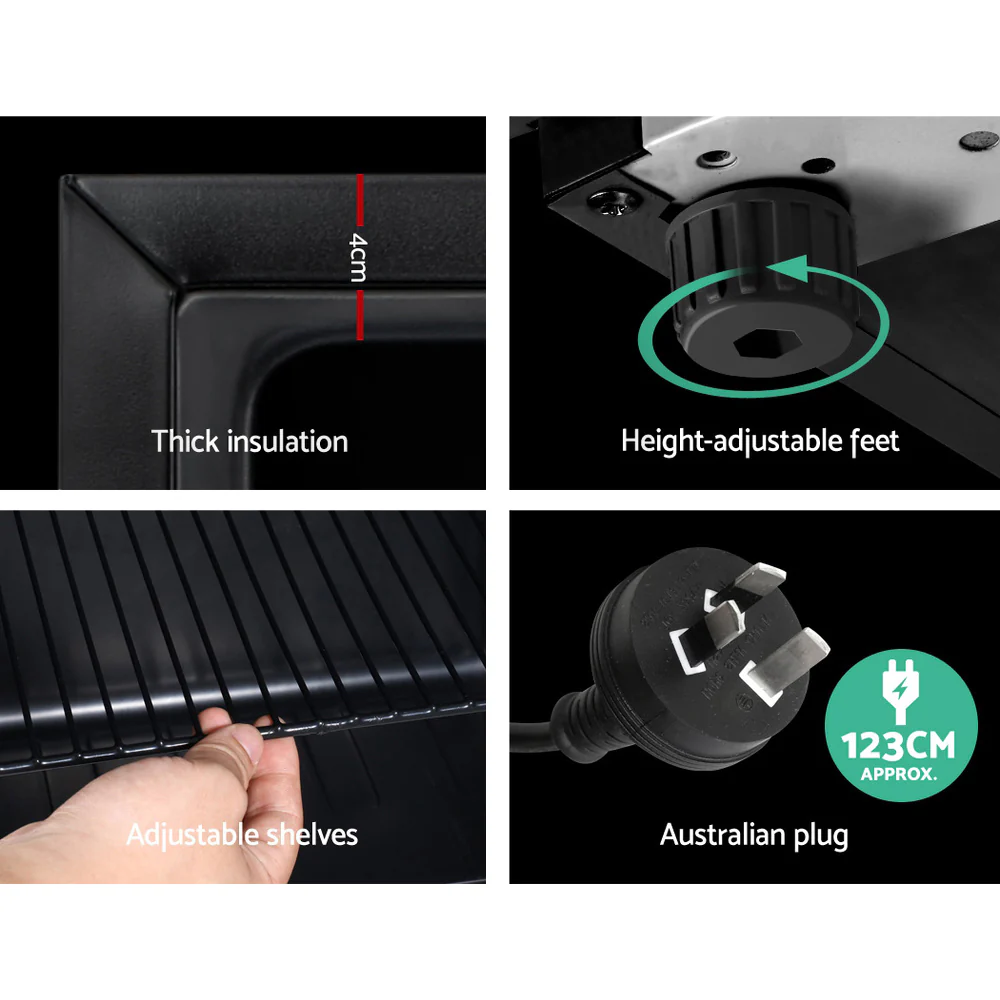 Devanti 70L Bar Fridge Glass Door with Light Black - Nurns