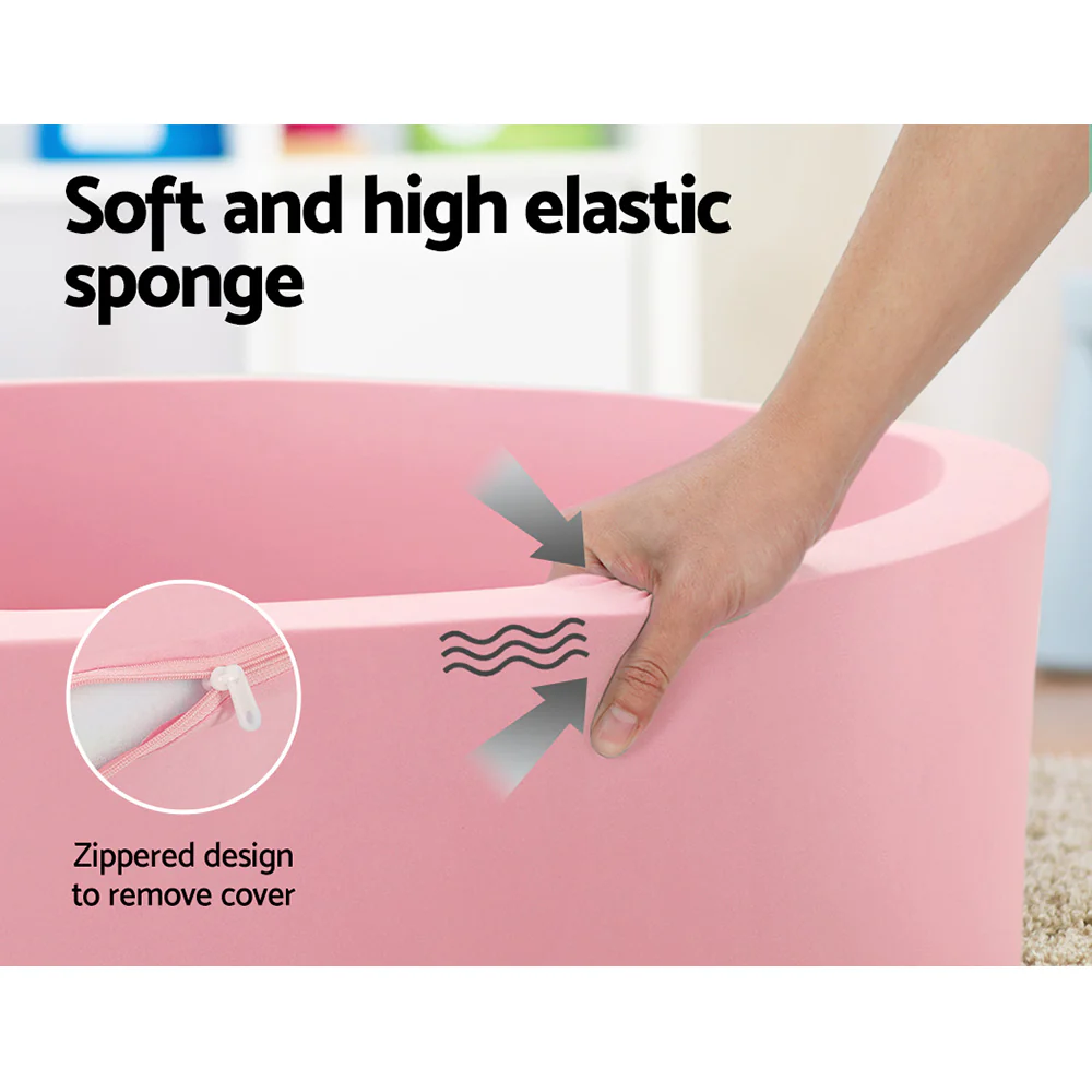 Ocean Foam Ball Pit with Balls Kids Play Pool Barrier Toys 90x30cm Pink - Nurns