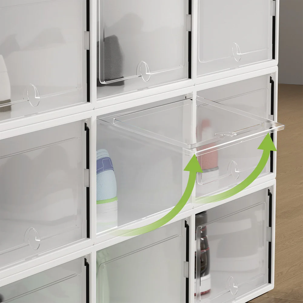 Artiss Shoe Box Rack DIY Set of 24 Stackable White Abel - Nurns