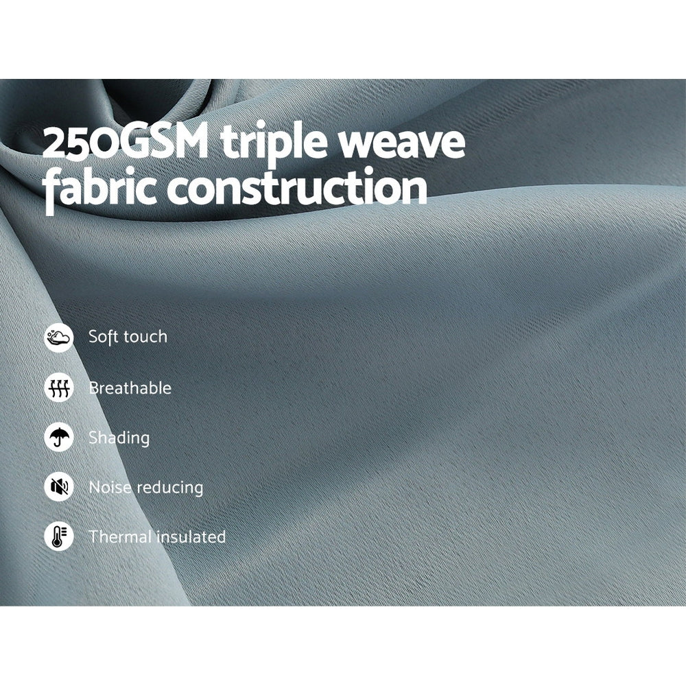 Set of 2 Blockout Curtains Blackout Window Curtain Eyelet 300x230cm Grey - Nurns