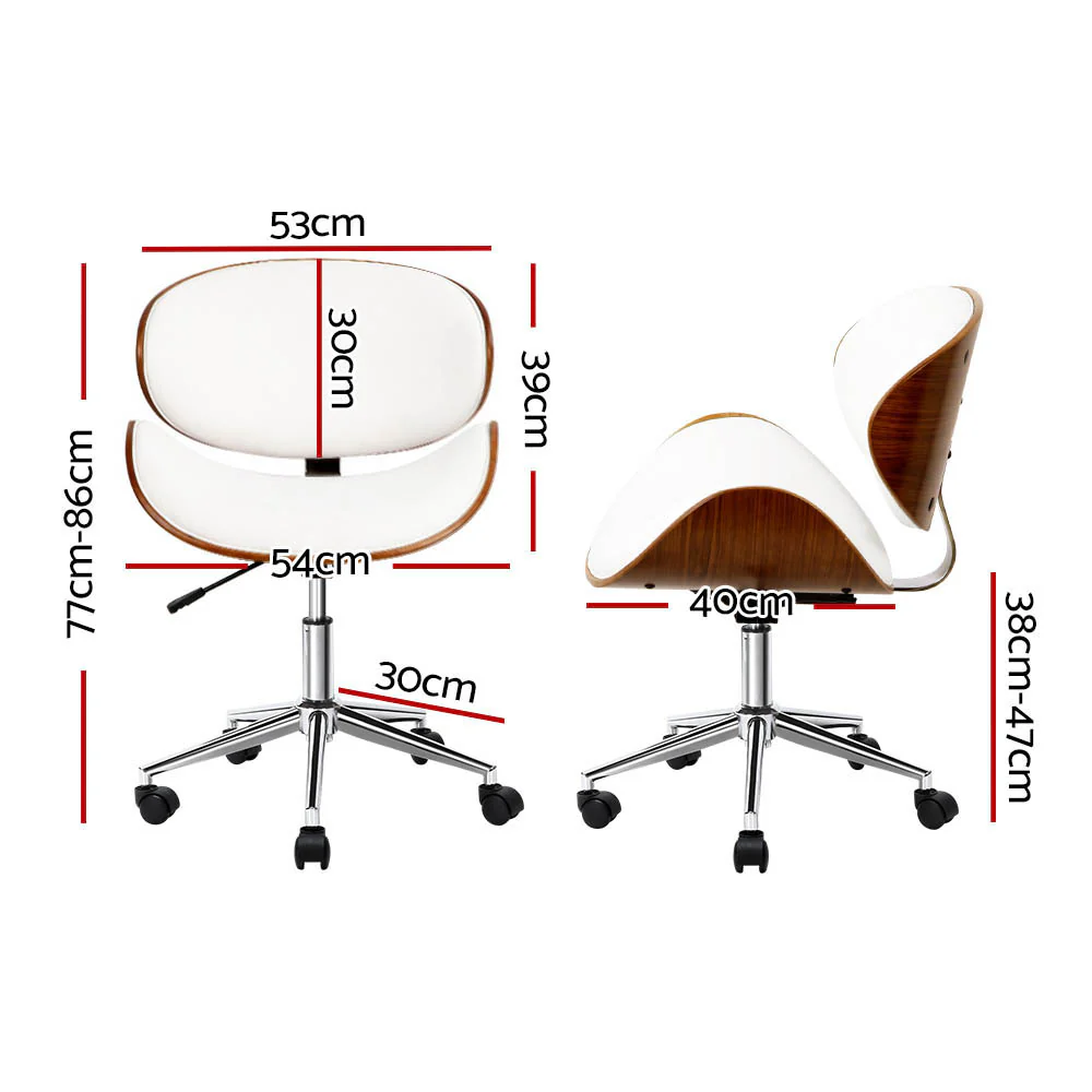 Artiss Wooden Office Chair Leather Seat White - Nurns