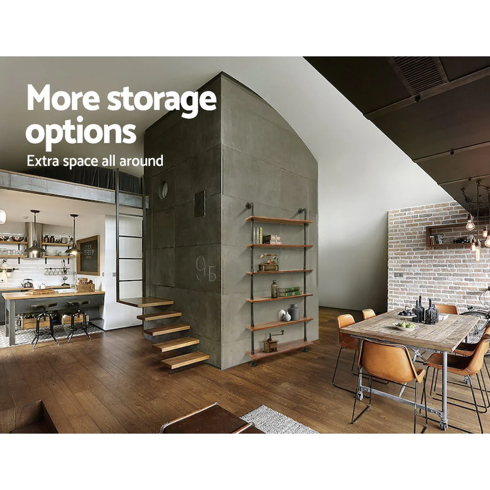 Artiss Floating DIY Pipe Shelf 6 Tiers - Ira - Nurns