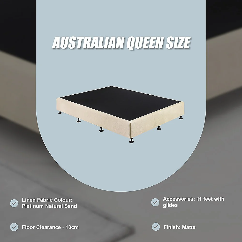 Aisha Ensemble Bed Base Linen Fabric - Natural Sand Queen - Nurns