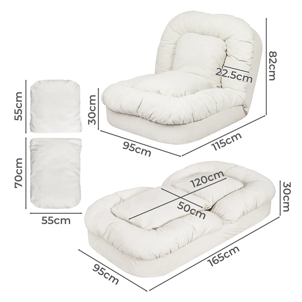 Mirabel Convertible Lounge Floor Sofa Bed - White - Nurns