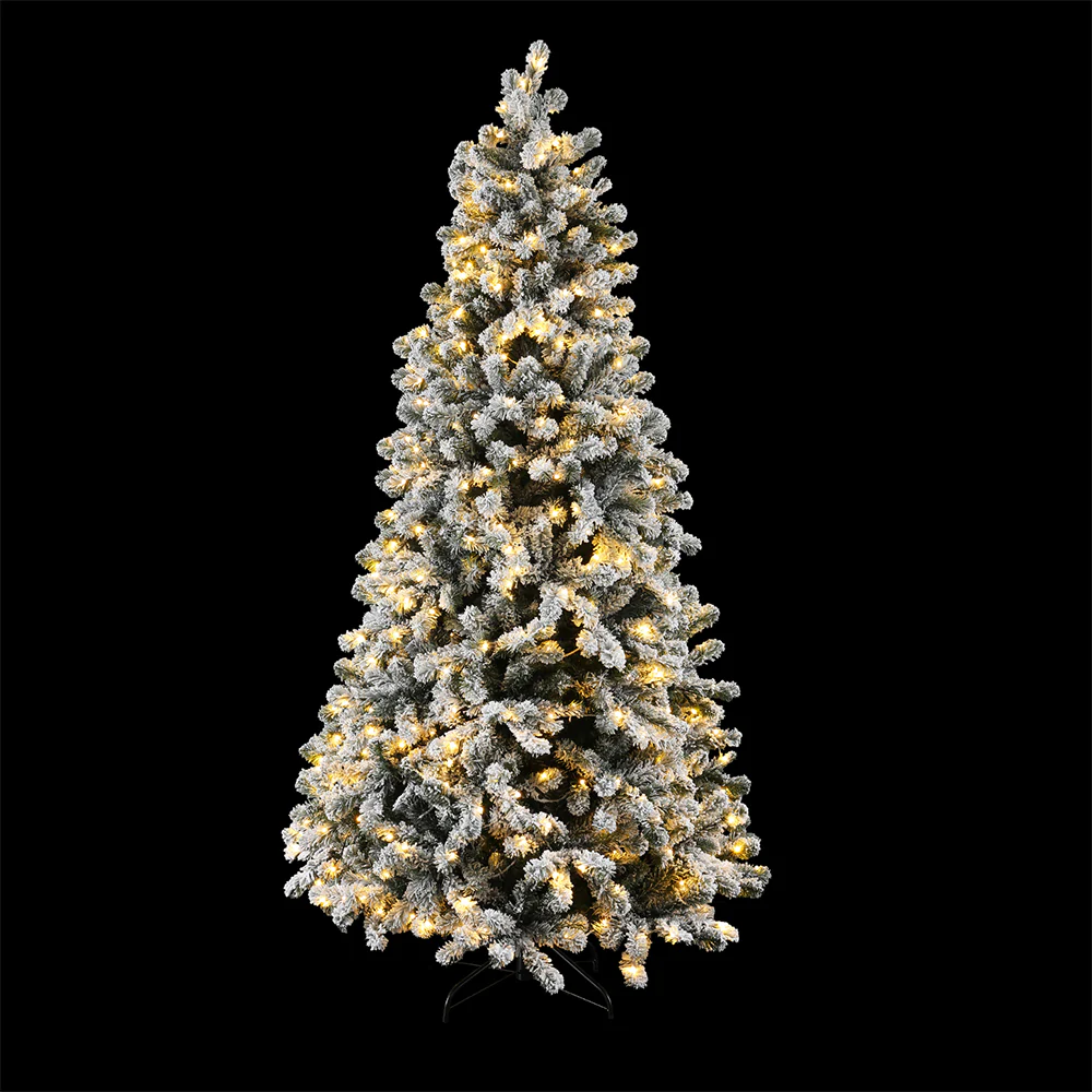 6ft 1.8m 350 LED Christmas Tree Snow Flocked LED Xmas Decoration 8-Light Modes - Nurns
