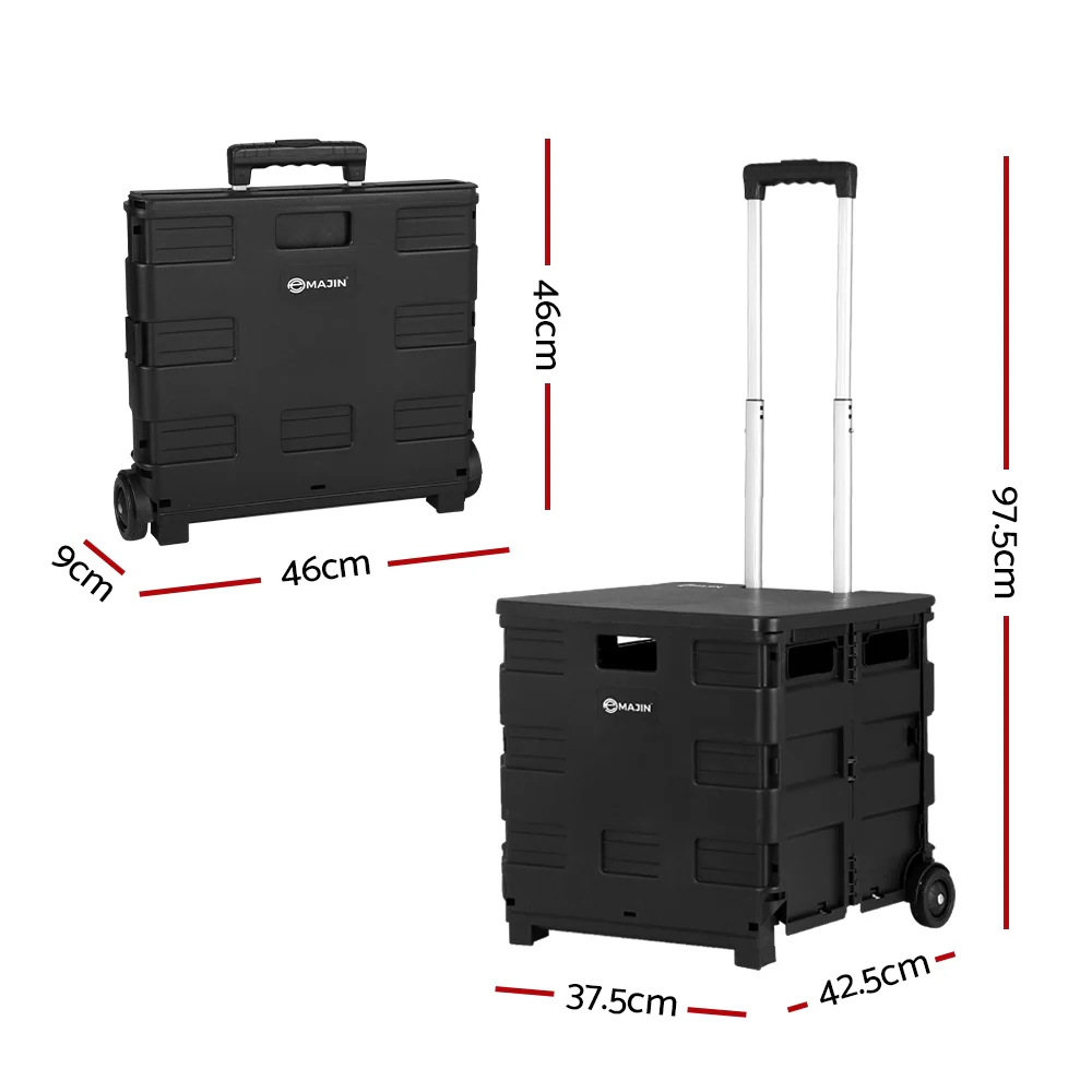 Foldable Shopping Cart Trolley Grocery Basket Rolling Wheel Portable 35KG - Nurns