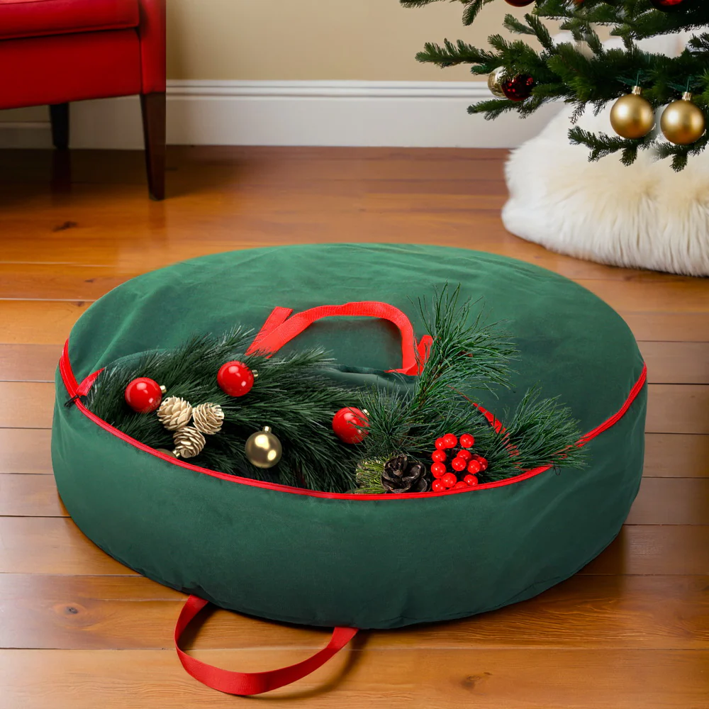 Christmas Garland Storage Bag Wreath Baubles Ornaments Container - Nurns