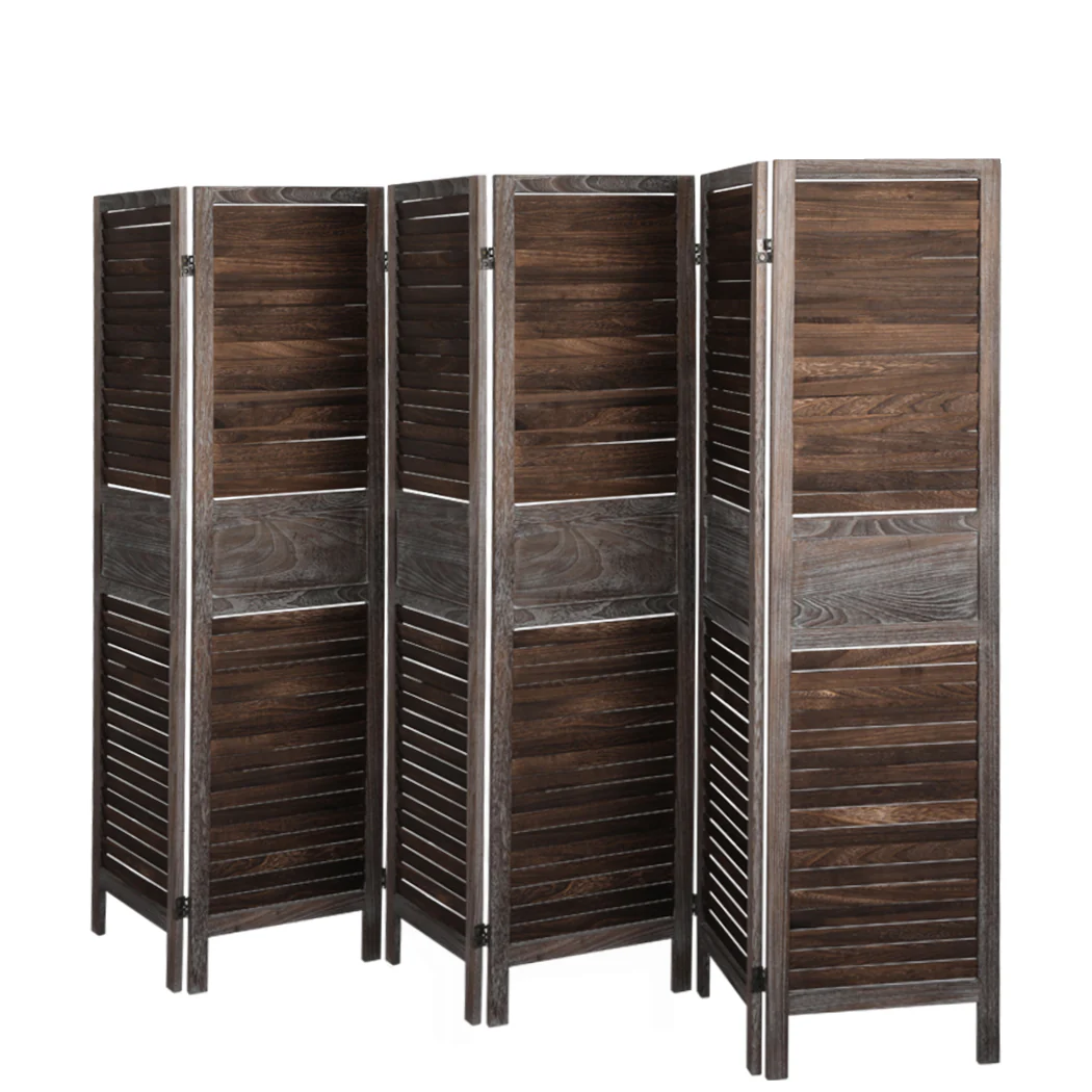 Room Divider 6 Panel Folding - Brown - Nurns