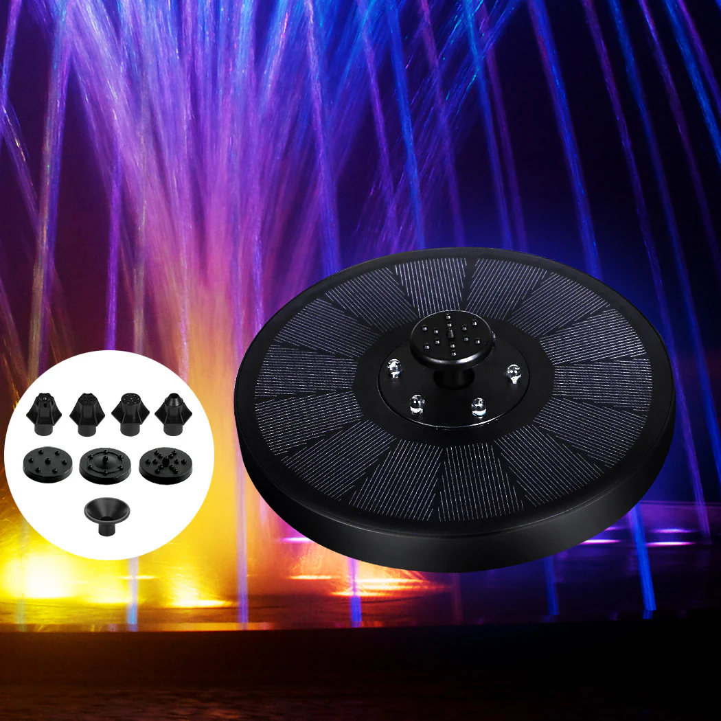 Solar Powered Water Fountain Power Floating Kit Garden Pond Pool Bird Led Colour - Nurns