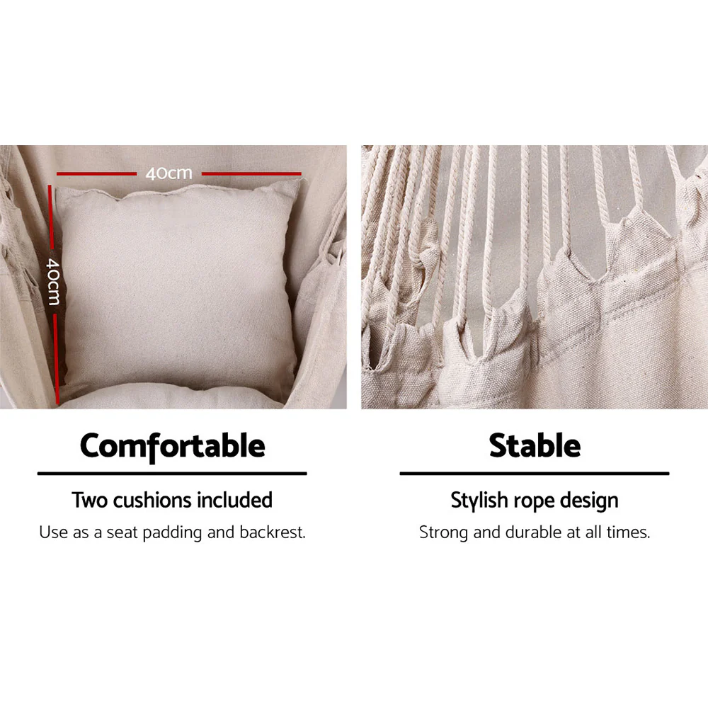 Outdoor Hammock Chair with Stand Hanging Hammock with Pillow - Cream - Nurns