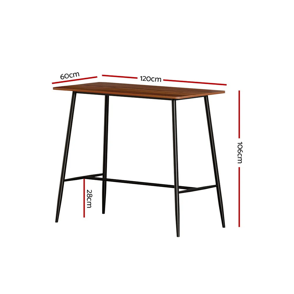 Bar Table Industrial Dining Desk High Wood Kitchen Shelf Wooden Cafe Pub - Nurns