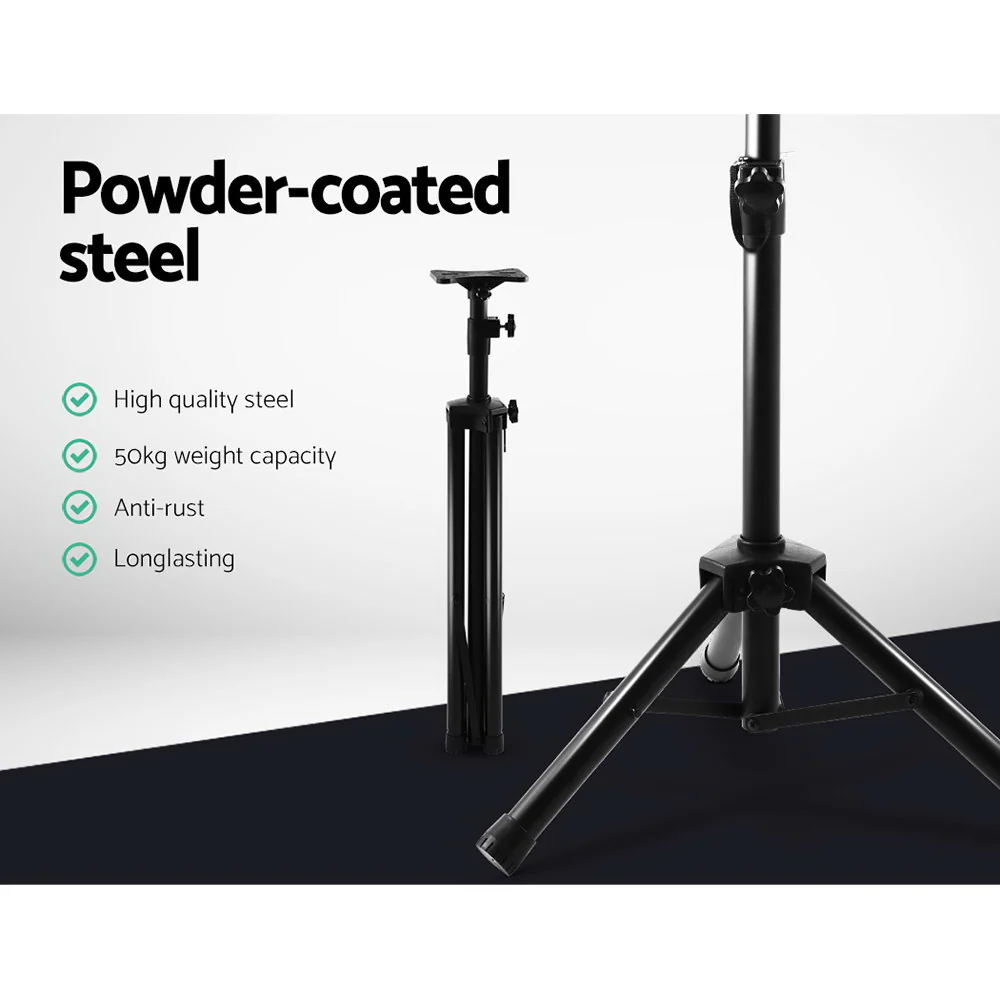 Set of 2 Adjustable 120CM Speaker Stand - Black - Nurns