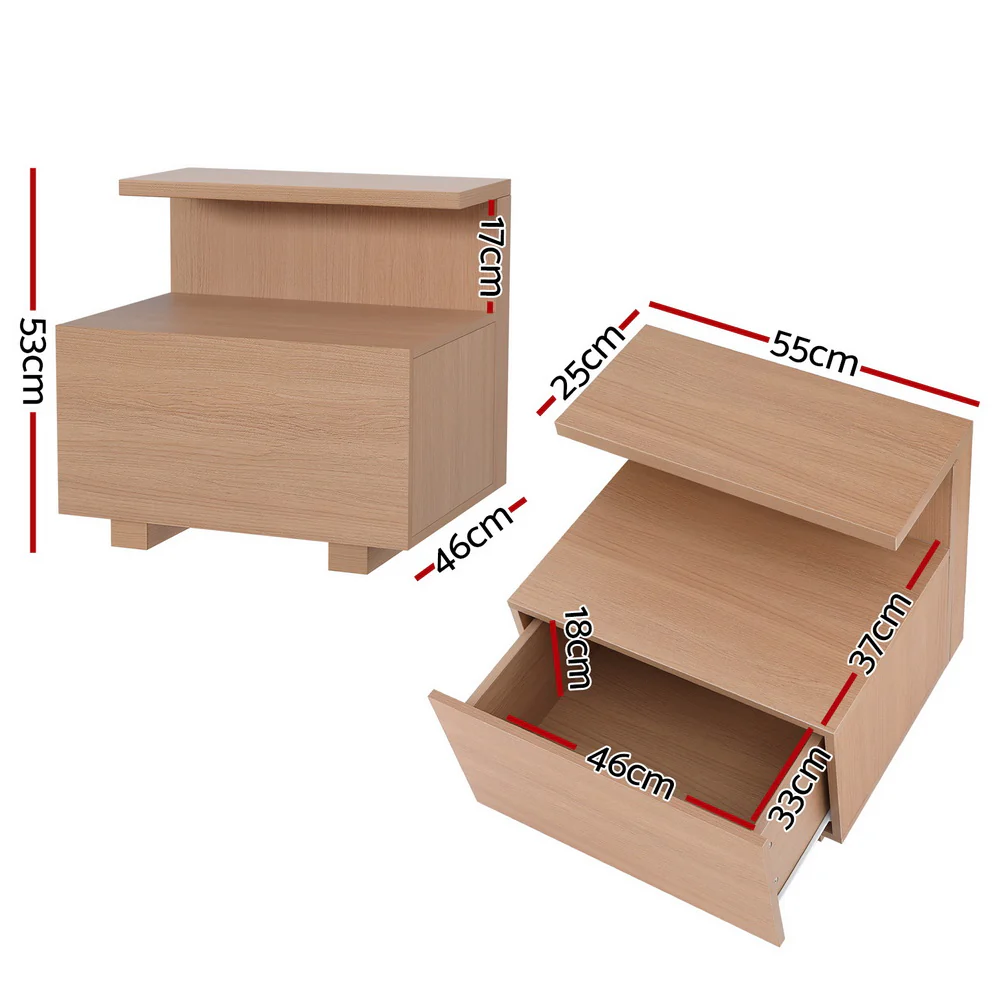 Manitoba Wooden Bedside Tables with 1 Drawer - Pine - Nurns