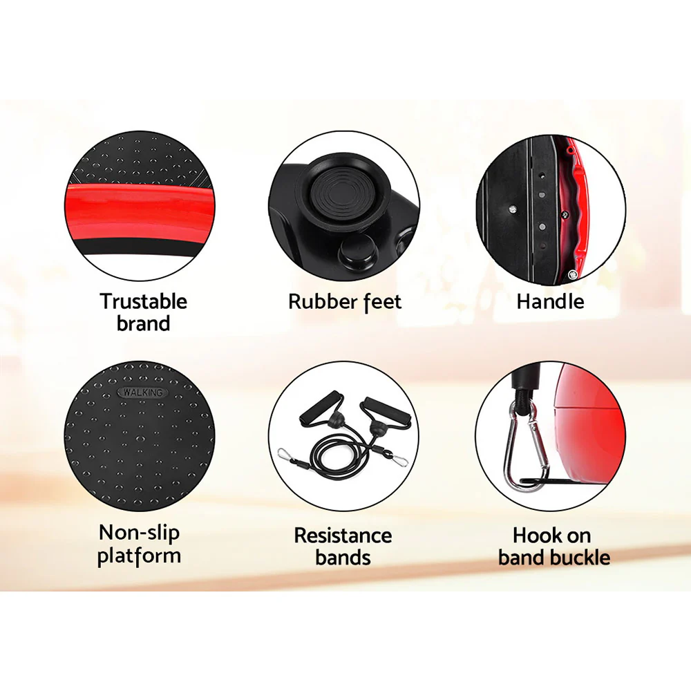 Everfit Vibration Machine Platform Vibrator Resistance Rope Home Fitness Red - Nurns