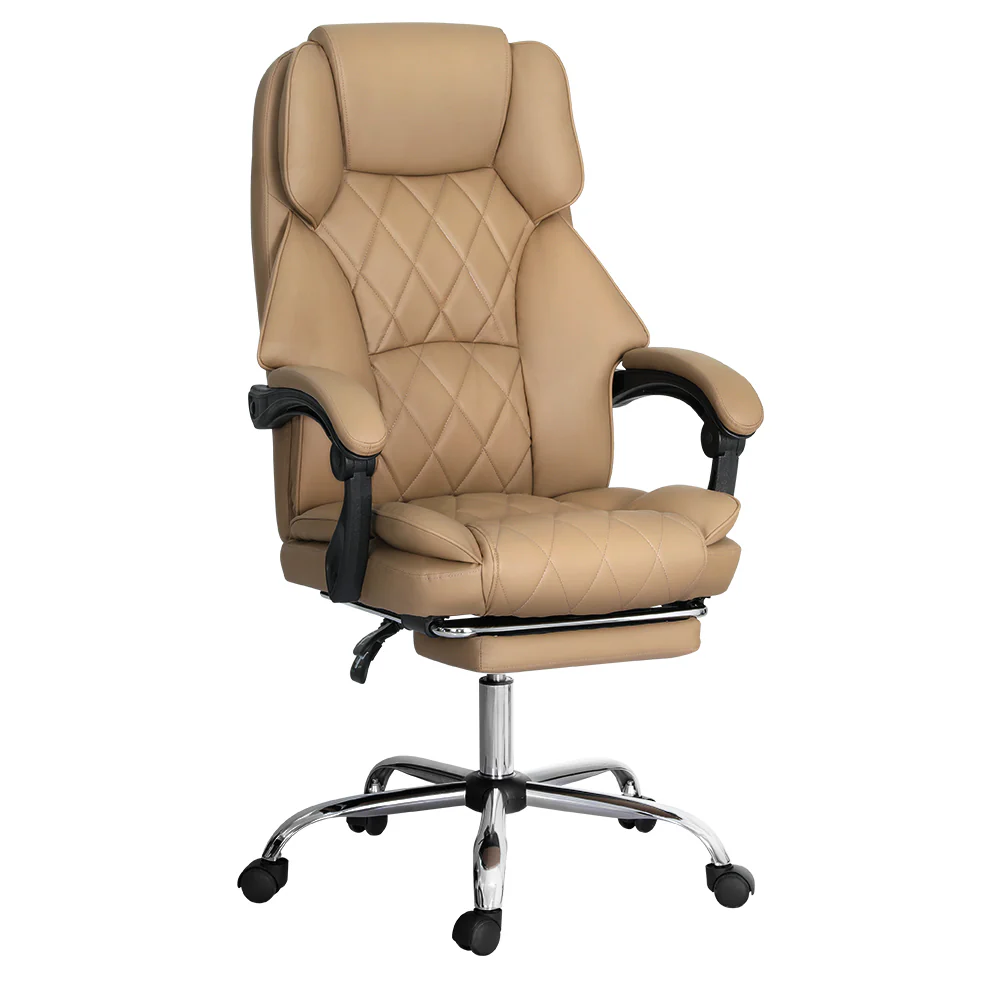 Artiss Executive Office Chair Leather Footrest Espresso - Nurns