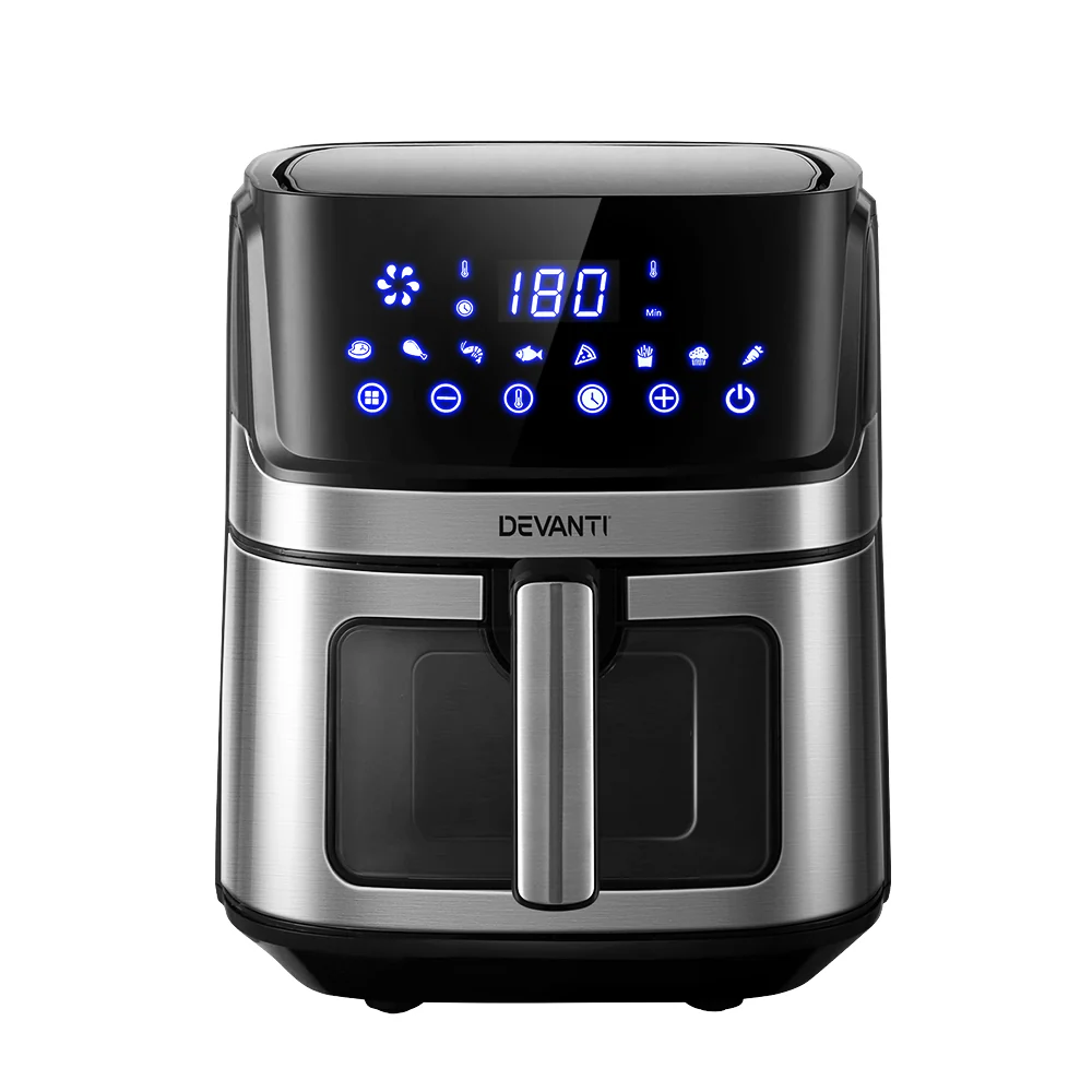 Devanti Air Fryer 6.5L LCD Fryers Clear Window - Nurns
