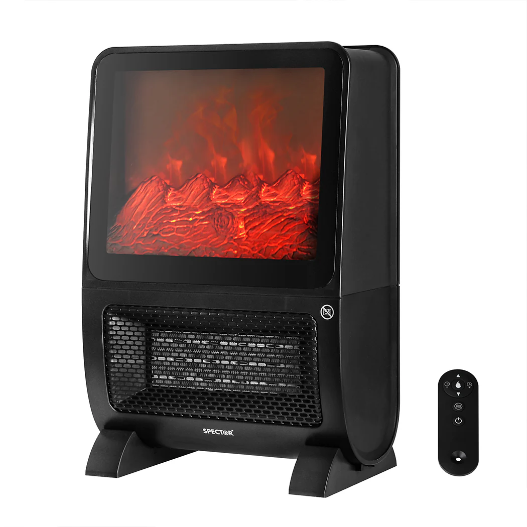 Electric Heater Fireplace Portable 3D Flame Remote Overheat Home 2000W - Nurns