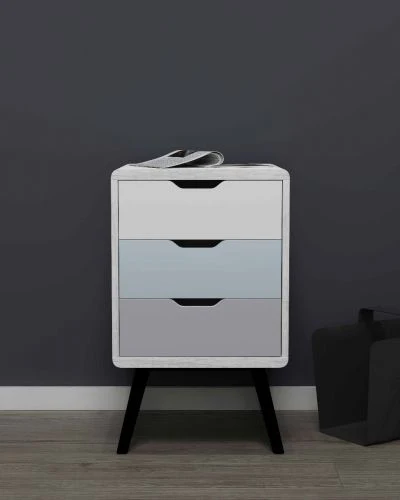 Sault Wooden Bedside Tables Cabinet with 3 Drawers - White - Nurns